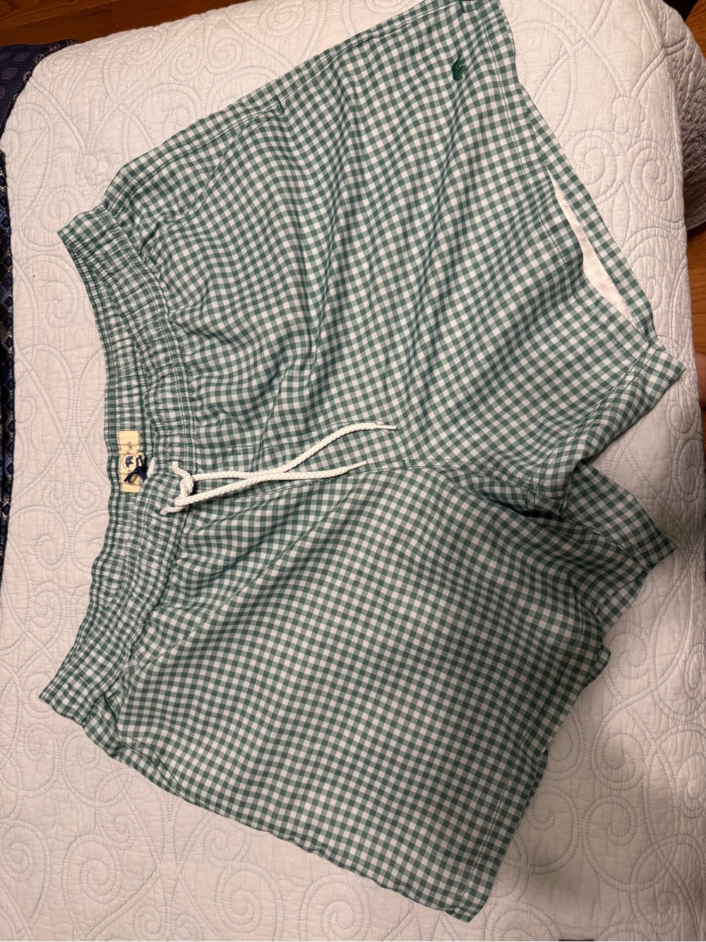 Men's Green Gingham Swim Trunks